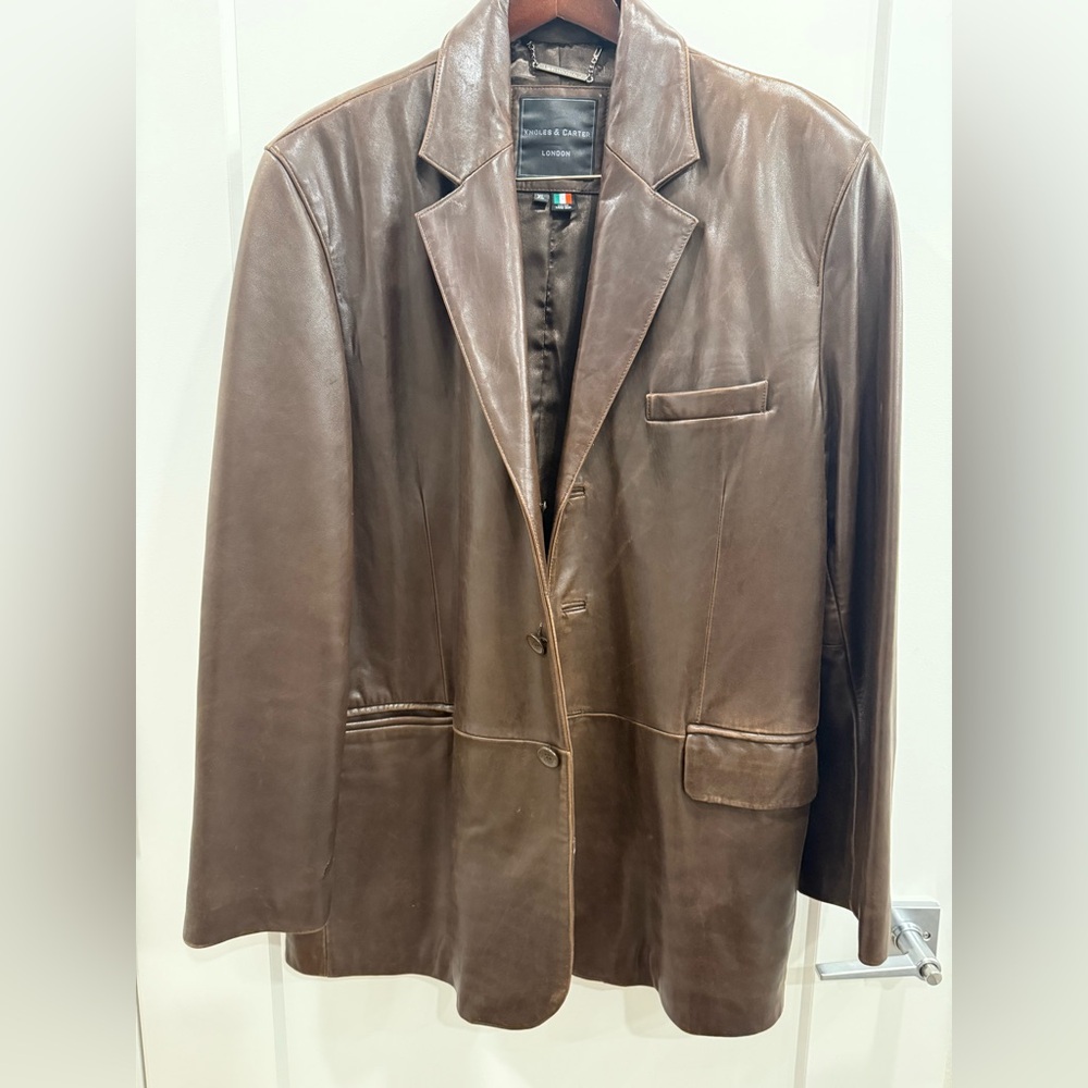Knoles & Carter Soft Men’s Lambskin Leather Jacket Blazer – Brown – XL